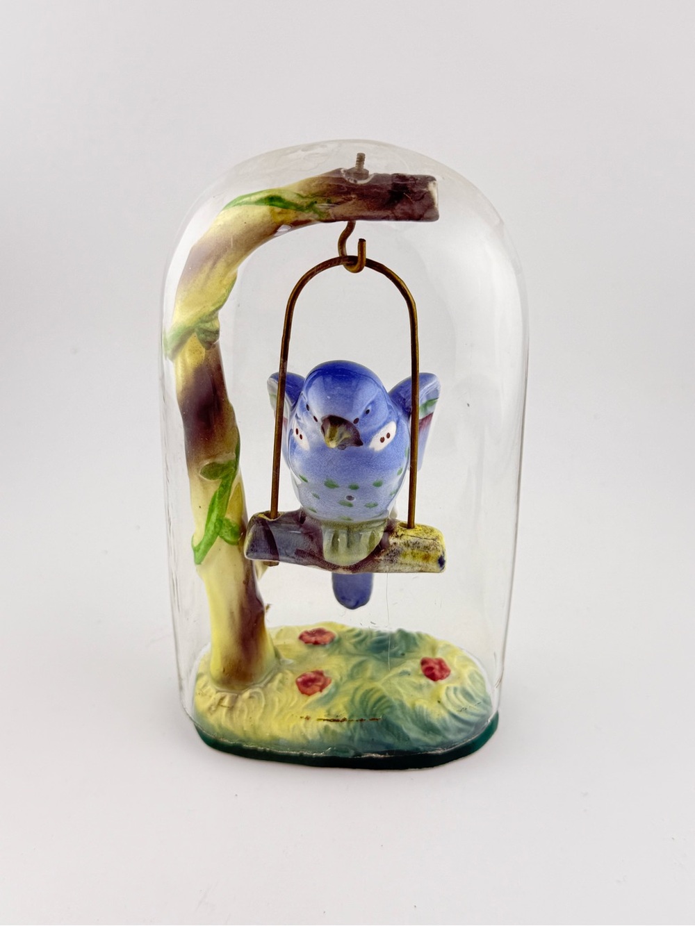 Vintage glass dome bluebird diorama